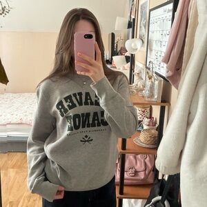Gray and forest green Graphic Sweatshirt - College Style